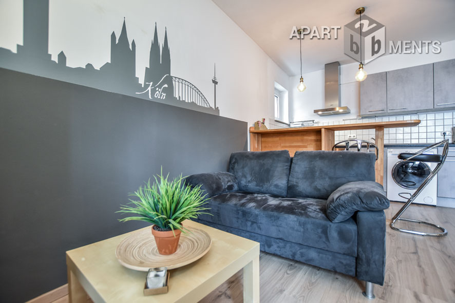 Gemütlich möbliertes Apartment mit schmalem Rheinblick in Köln-Altstadt-Nord