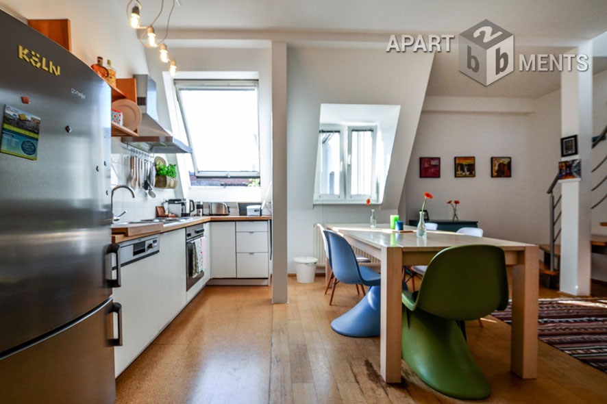 Loftartige möblierte Maisonette mit Panoramablick in Köln-Neustadt-Nord