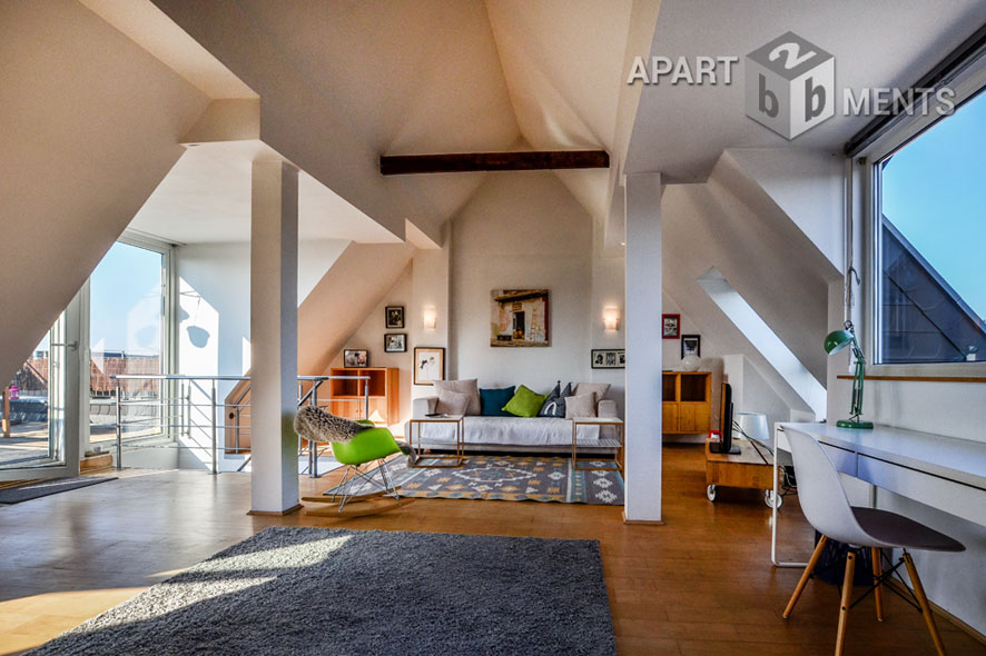 Loftartige möblierte Maisonette mit Panoramablick in Köln-Neustadt-Nord