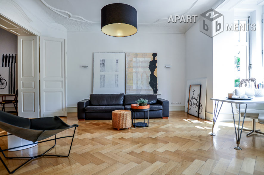 Furnished old building flat with elevator at Volksgarten in Cologne Neustadt-Süd