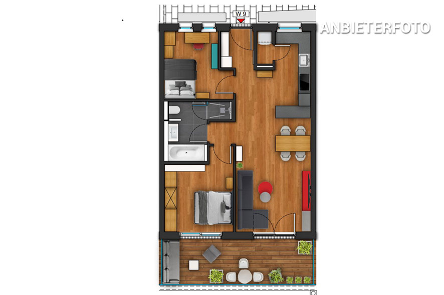 Modern möblierte Wohnung in außergewöhnlicher Wohnanlage in Köln-Altstadt-Nord