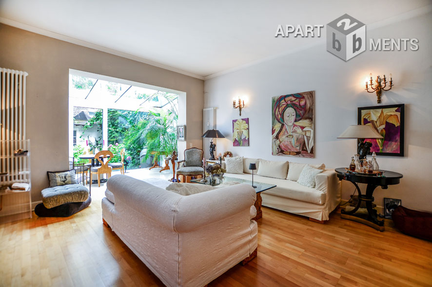 Modern furnished and spacious apartment with garden in Cologne-Neustadt-Süd