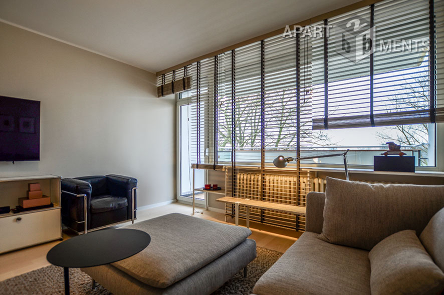 Möblierte 3-Zimmer-Wohnung mit Balkon mit Rheinblick in Köln-Mülheim