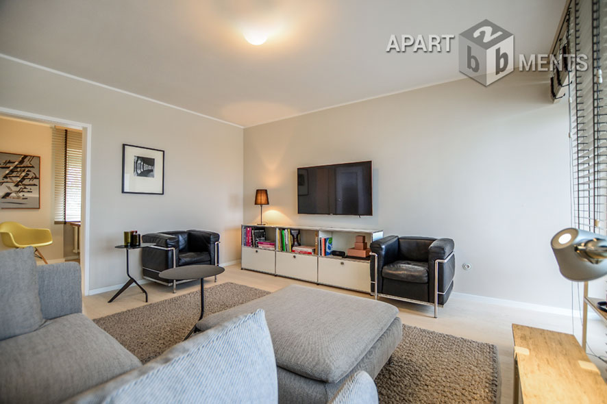 Möblierte 3-Zimmer-Wohnung mit Balkon mit Rheinblick in Köln-Mülheim