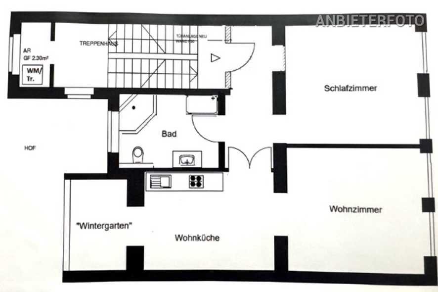 Modern möblierte 2-Zimmer-Wohnung mit Wintergarten in Köln Altstadt-Nord