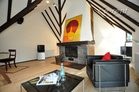 Modern furnished and quietly located maisonette with tower and open fireplace in Neuss-Holzheim