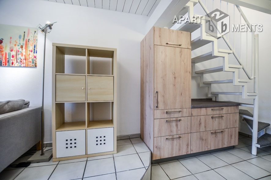 Furnished, fully air-conditioned maisonette apartment with roof terrace in Leverkusen-Küppersteg